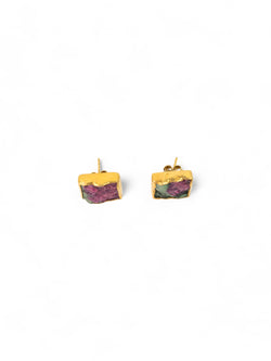 Ruby Zoisite Square Stud Earrings (Large) Earrings Pruden and Smith   