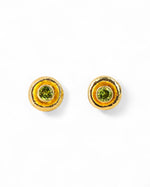 Hammered Round Peridot Stud Earrings (12mm) Earrings Pruden and Smith   