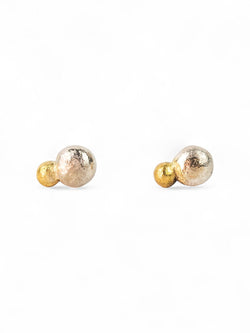 Nugget Silver and Gold Stud Earrings Earrings Pruden and Smith   