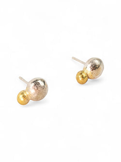 Nugget Silver and Gold Stud Earrings Earrings Pruden and Smith   