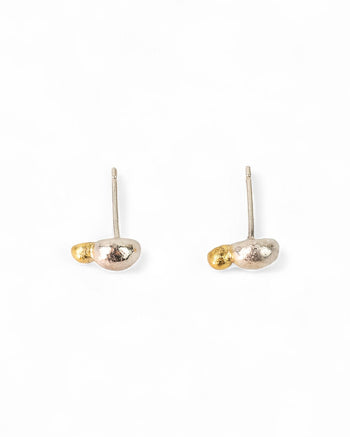 Nugget Silver and Gold Stud Earrings Earrings Pruden and Smith   