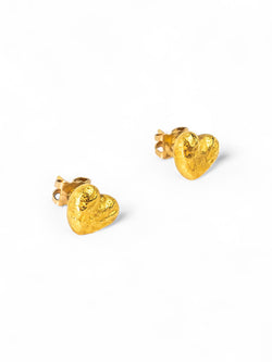 Nugget Gold Heart Stud Earrings Earrings Pruden and Smith   