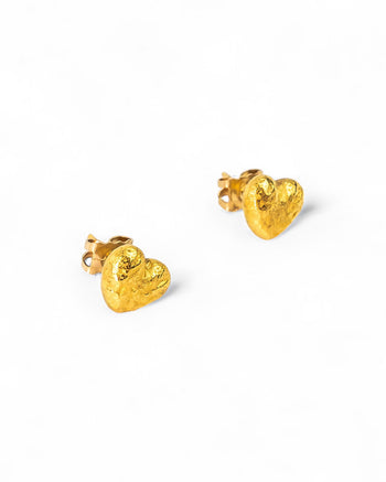 Nugget Gold Heart Stud Earrings Earrings Pruden and Smith   