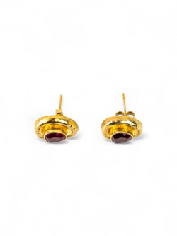 Roman Hammered Yellow Gold Ruby Stud Earrings Earrings Pruden and Smith   