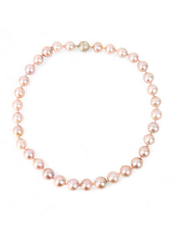 Pink Pearl Necklace (13mm) Necklace Pruden and Smith Pink 10-13mm Silver magnetic catch