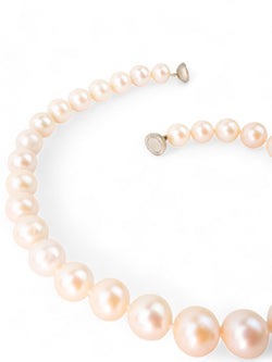 Pink Pearl Necklace (13mm) Necklace Pruden and Smith Pale Pinkish Peach 12-15mm silver magnetic catch