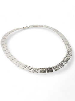 Marwar Hammered Square Silver Necklace Necklace Pruden and Smith   