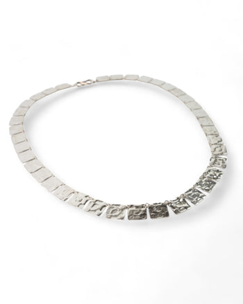 Marwar Hammered Square Silver Necklace Necklace Pruden and Smith   