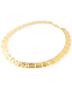 Marwar Hammered Square Yellow Gold Necklace Necklace Pruden and Smith   