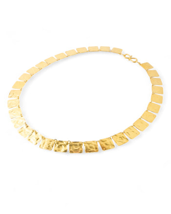 Marwar Hammered Square Yellow Gold Necklace Necklace Pruden and Smith   