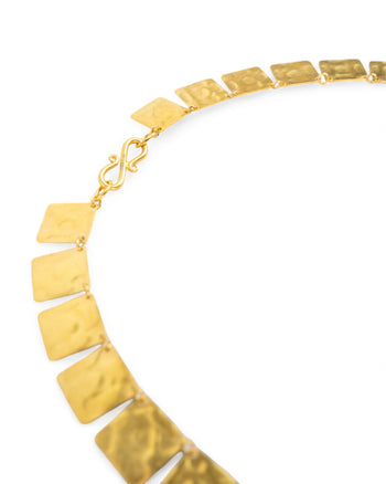 Marwar Hammered Square Yellow Gold Necklace Necklace Pruden and Smith   