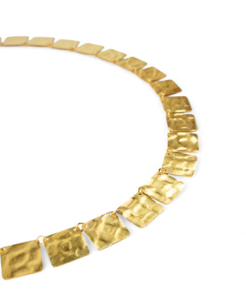 Marwar Hammered Square Yellow Gold Necklace Necklace Pruden and Smith   