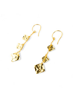 Marwar Hammered Square Gold Dangly Earrings Earrings Pruden and Smith   