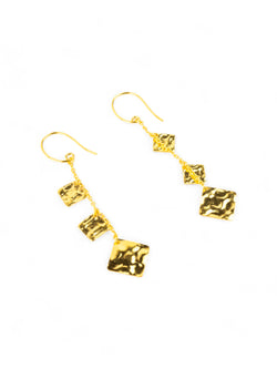 Marwar Hammered Square Gold Dangly Earrings Earrings Pruden and Smith   