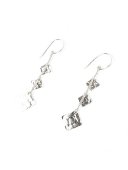 Marwar Hammered Square Silver Dangly Earrings Earrings Pruden and Smith   