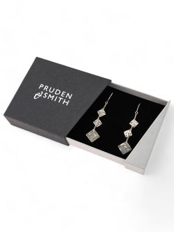 Marwar Hammered Square Silver Dangly Earrings Earrings Pruden and Smith   