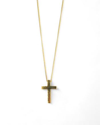 Hammered Solid Gold Cross Pendant Pruden and Smith   