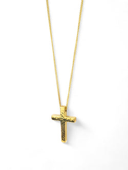 Hammered Solid Gold Cross Pendant Pruden and Smith   