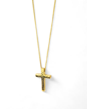 Hammered Solid Gold Cross Pendant Pruden and Smith   