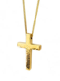 Hammered Solid Gold Cross Pendant Pruden and Smith   