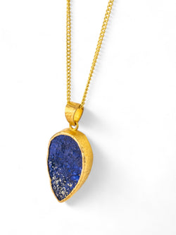 Lapis Lazuli Yellow Gold Pendant (25mm) Pendant Pruden and Smith   