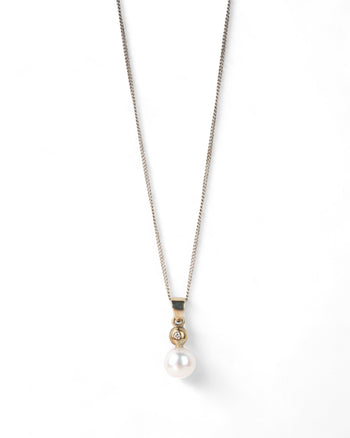 Diamond and Akoya Pearl Pendant Pendant Pruden and Smith   