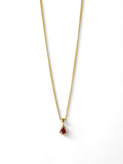 Pear Shaped Solid 9ct Yellow Gold Ruby Pendant Pendant Pruden and Smith   