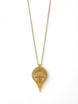 Filigree Pear Shaped Diamond Yellow Gold Pendant Pendant Pruden and Smith   