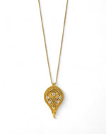 Filigree Pear Shaped Diamond Yellow Gold Pendant Pendant Pruden and Smith   