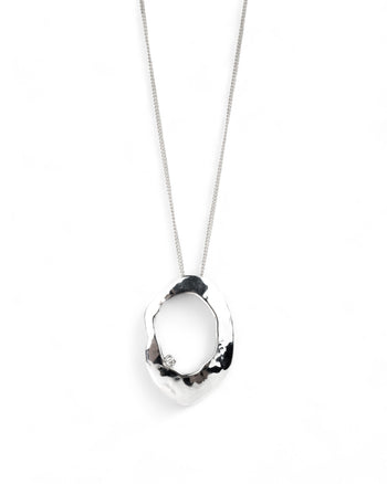 Pebble With Hole Silver Diamond Pendant Pendant Pruden and Smith   