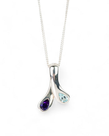 Moi et Toi Blue Topaz and Amethyst Pendant Pendant Pruden and Smith   