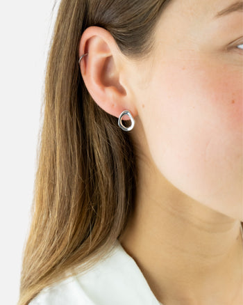 Solid Silver Loop Earstuds Earrings Pruden and Smith   