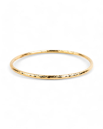 Hammered Solid 9ct Gold Round Bangle Bangle Pruden and Smith   