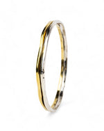 Side Hammered Two Colour Solid 9ct Gold Bangle Bangle Pruden and Smith   