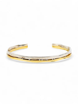 Trap Mixed Metal Solid Gold Diamond Bangle Bangle Pruden and Smith   