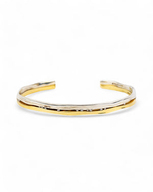 Trap Mixed Metal Solid Gold Diamond Bangle Bangle Pruden and Smith   