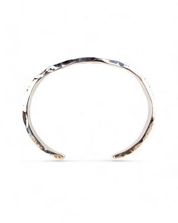 Hammered Silver and Yellow Gold Cuff Bangle Bangle Pruden and Smith   