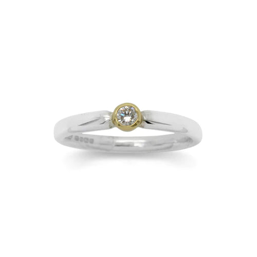 Dainty Silver and Yellow Gold Diamond Ring Ring Pruden and Smith   