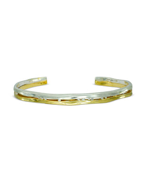 Trap Mixed Metal Solid Gold Diamond Bangle Bangle Pruden and Smith   