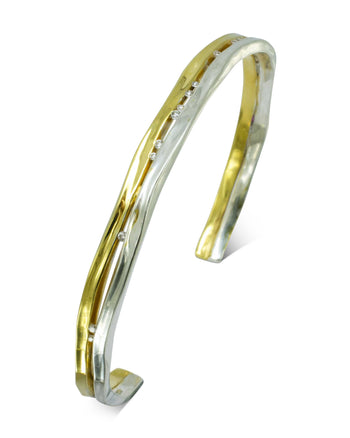 Trap Mixed Metal Solid Gold Diamond Bangle - Pruden and Smith