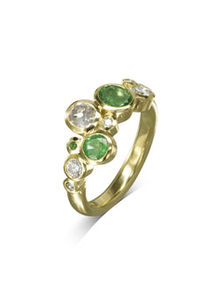 Water Bubbles Emerald and Diamond Ring Ring Pruden and Smith   