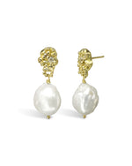 Nugget Pearl and Diamond Drop Earrings Earrings Pruden and Smith   