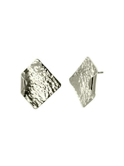Hammered Square 9ct Gold Stud Earrings Earrings Pruden and Smith 12mm 9ct White Gold 