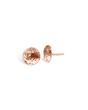 Hammered Round Gold Bead Stud Earrings Earrings Pruden and Smith 9ct Rose Gold  