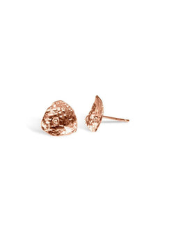Hammered Trillion Gold Bead Stud Earrings Earrings Pruden and Smith 12mm 9ct Rose Gold 