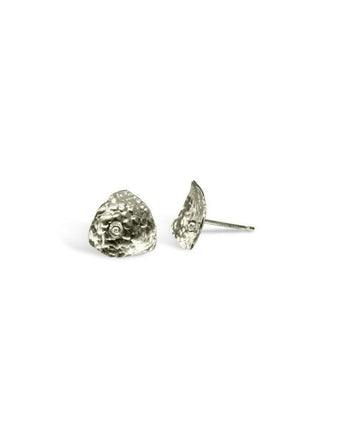 Hammered Trillion Gold Bead Stud Earrings Earrings Pruden and Smith 12mm 9ct White Gold 