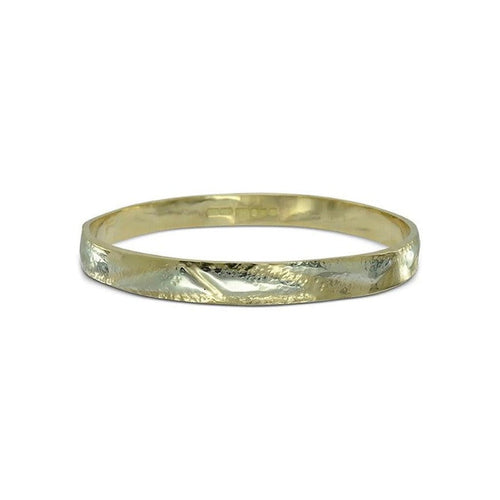 Hammered Yellow and White Solid Gold Bangle Bangle Pruden and Smith   