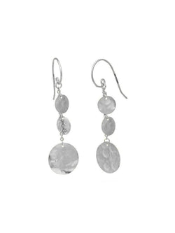 Marwar Hammered Disc Dangly Earrings Earrings Pruden and Smith Silver  