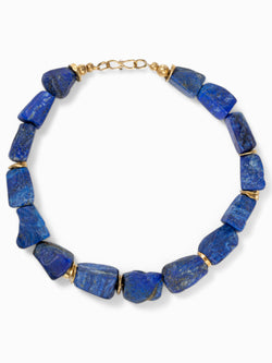 Lapis Lazuli Gold Nugget Necklace Necklace Pruden and Smith  