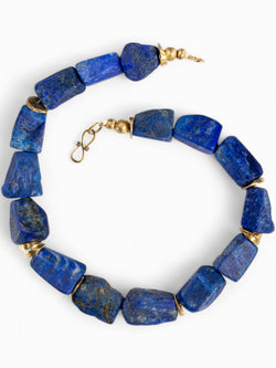 Lapis Lazuli Gold Nugget Necklace Necklace Pruden and Smith  